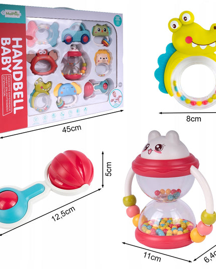 Barškučių ir kandiklių rinkinys - gyvūnėliai, 9 vnt. Mažyliui/Kūdikiui