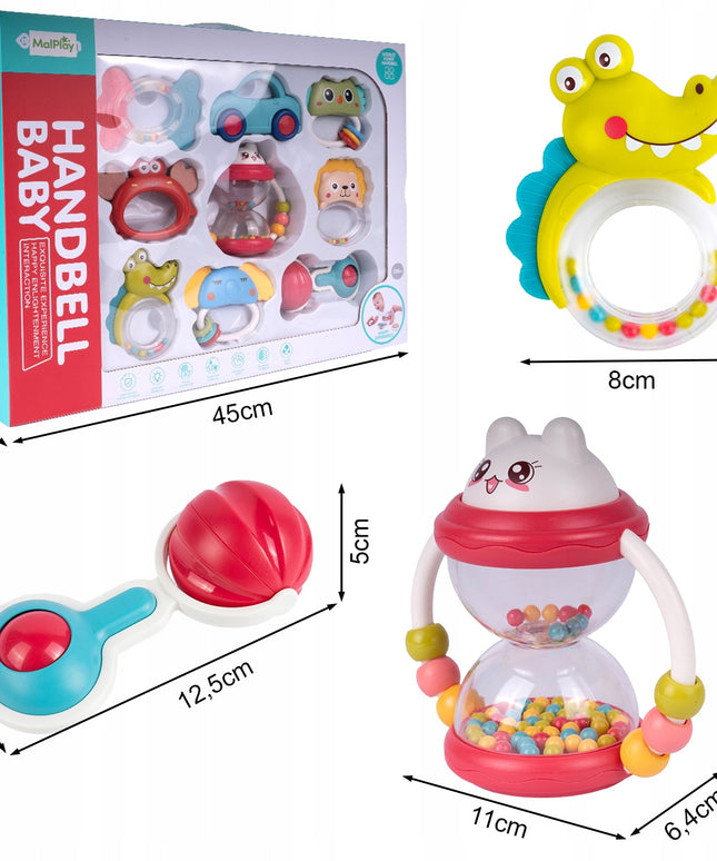 Barškučių ir kandiklių rinkinys - gyvūnėliai, 9 vnt. Mažyliui/Kūdikiui