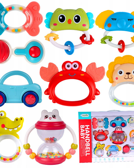 Barškučių ir kandiklių rinkinys - gyvūnėliai, 9 vnt. Mažyliui/Kūdikiui