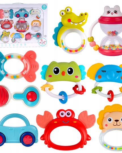 Barškučių ir kandiklių rinkinys - gyvūnėliai, 9 vnt. Mažyliui/Kūdikiui