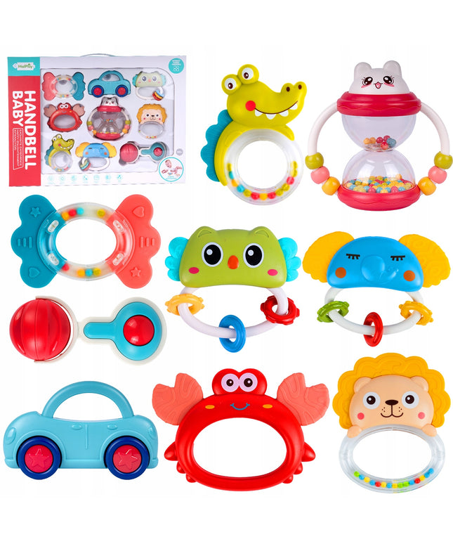 Barškučių ir kandiklių rinkinys - gyvūnėliai, 9 vnt. Mažyliui/Kūdikiui