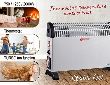 Energiją taupantis elektrinis konvektorius Mesko MS 7741W su ventiliatoriumi ir laikmačiu
