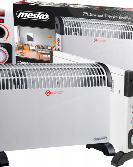 Energiją taupantis elektrinis konvektorius Mesko MS 7741W su ventiliatoriumi ir laikmačiu