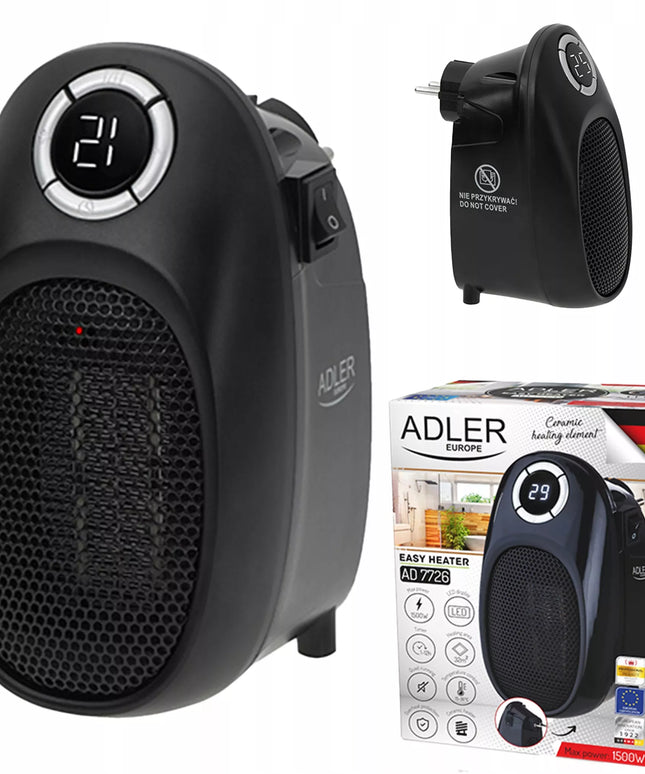 Kompaktiškas elektrinis kištukinis šildytuvas Adler Easy Heater 1500W