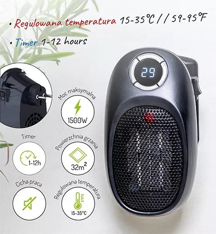 Kompaktiškas elektrinis kištukinis šildytuvas Adler Easy Heater 1500W