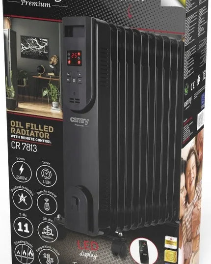 Alyvuotinis elektrinis radiatorius Camry CR7813, 2500 W, 11 briaunų, su nuotolinio valdymo pultu