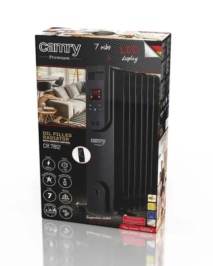 CAMRY CR7812 alyvinis radiatorius, 1500 W, juodas