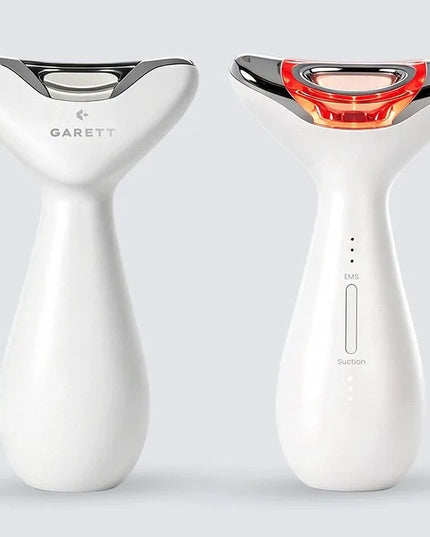 Garett Lift Skin Pulse veido ir kaklo masažuoklis su EMS, vakuuminiu masažu ir LED, baltas