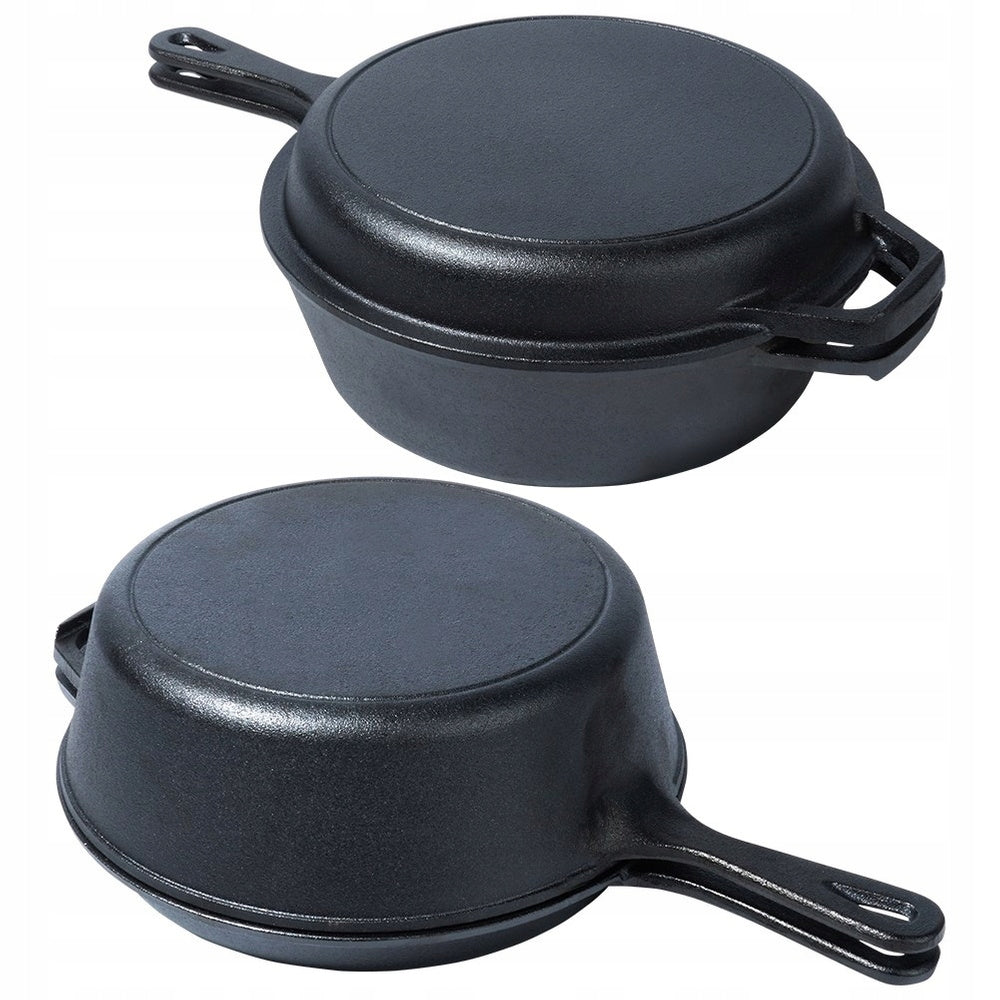 Ketaus puodas, troškintuvas, keptuvė 2in1 kepimui, skrudinimui, troškinimui