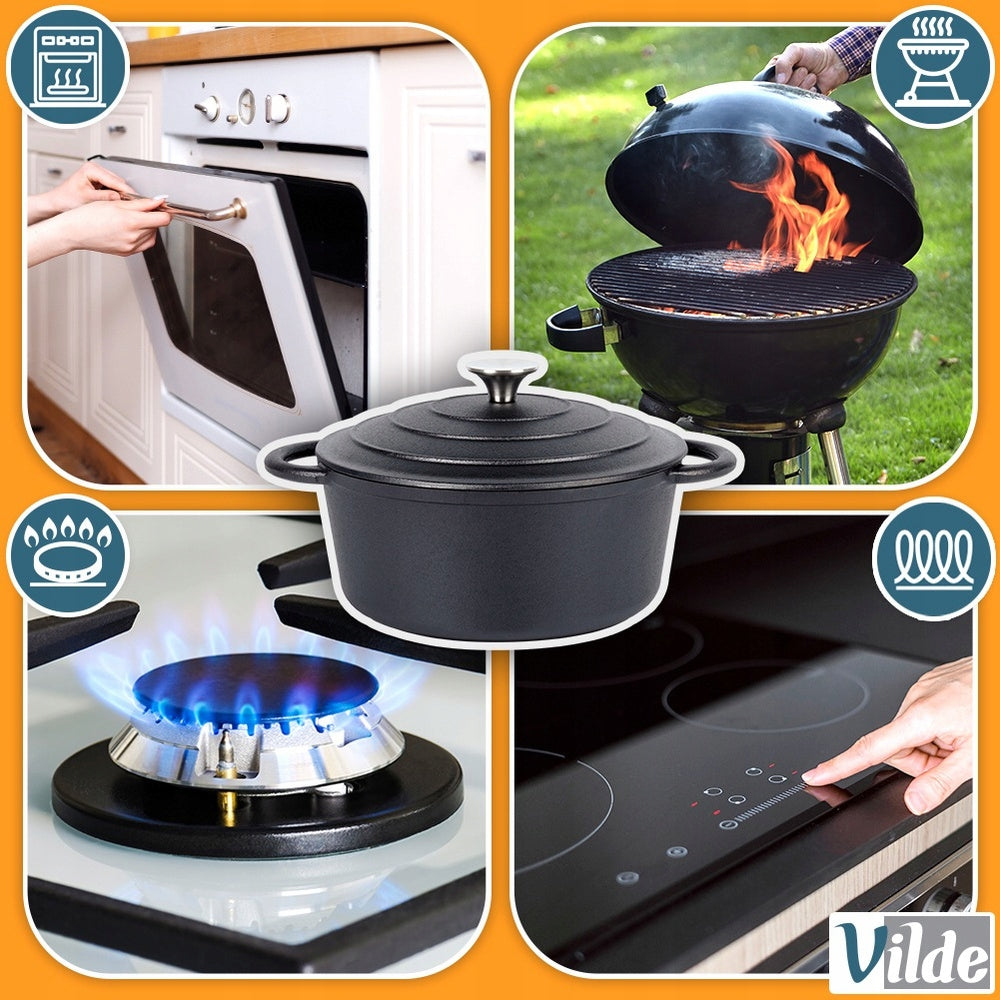 Ketaus puodas su dangčiu, troškintuvė virimui, kepimui, troškinimui 2,6 L