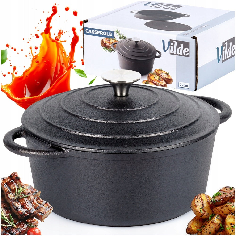 Ketaus puodas su dangčiu, troškintuvė virimui, kepimui, troškinimui 2,6 L