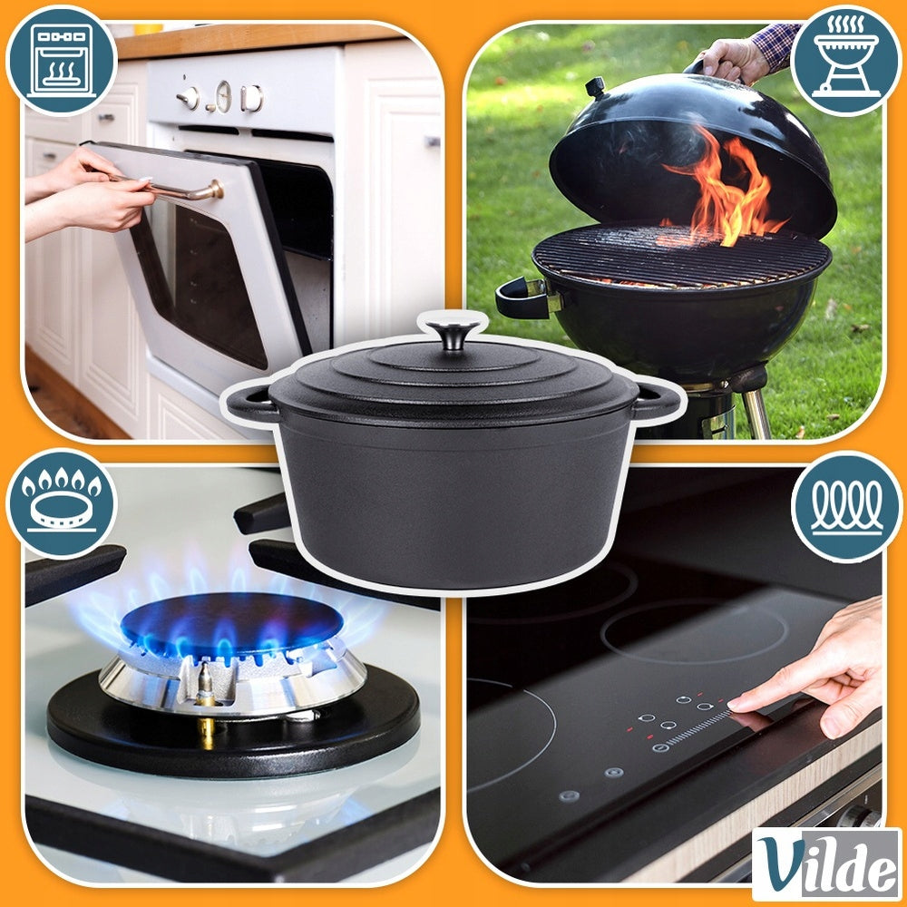 Ketaus puodas su dangčiu, troškintuvui gaminti maistą, kepti, troškinti 5,6L