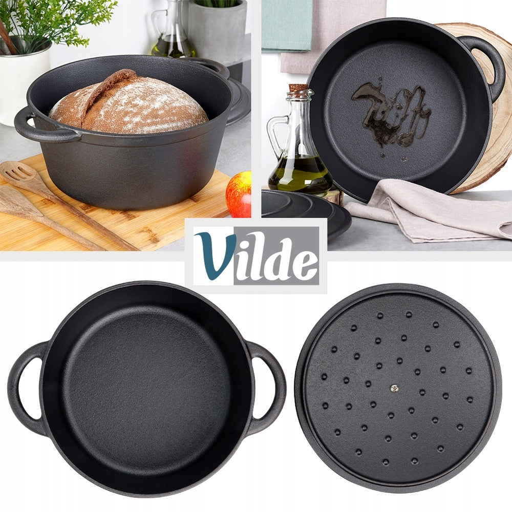 Ketaus puodas su dangčiu, troškintuvui gaminti maistą, kepti, troškinti 5,6L