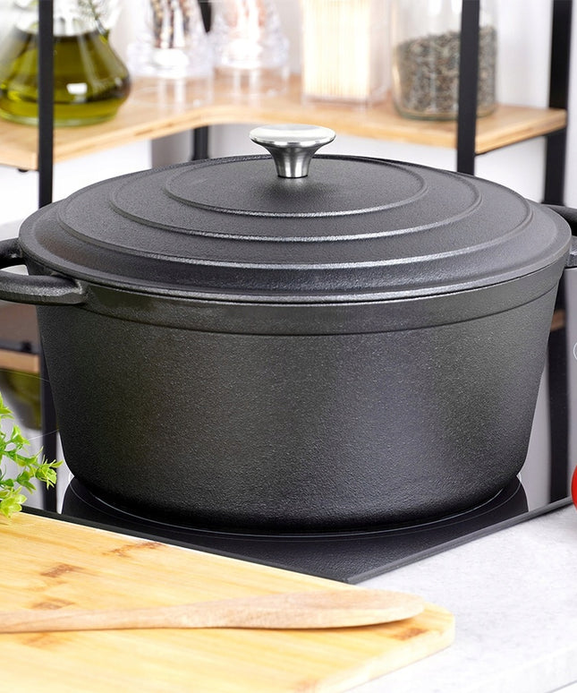 Ketaus puodas su dangčiu, troškintuvui gaminti maistą, kepti, troškinti 5,6L