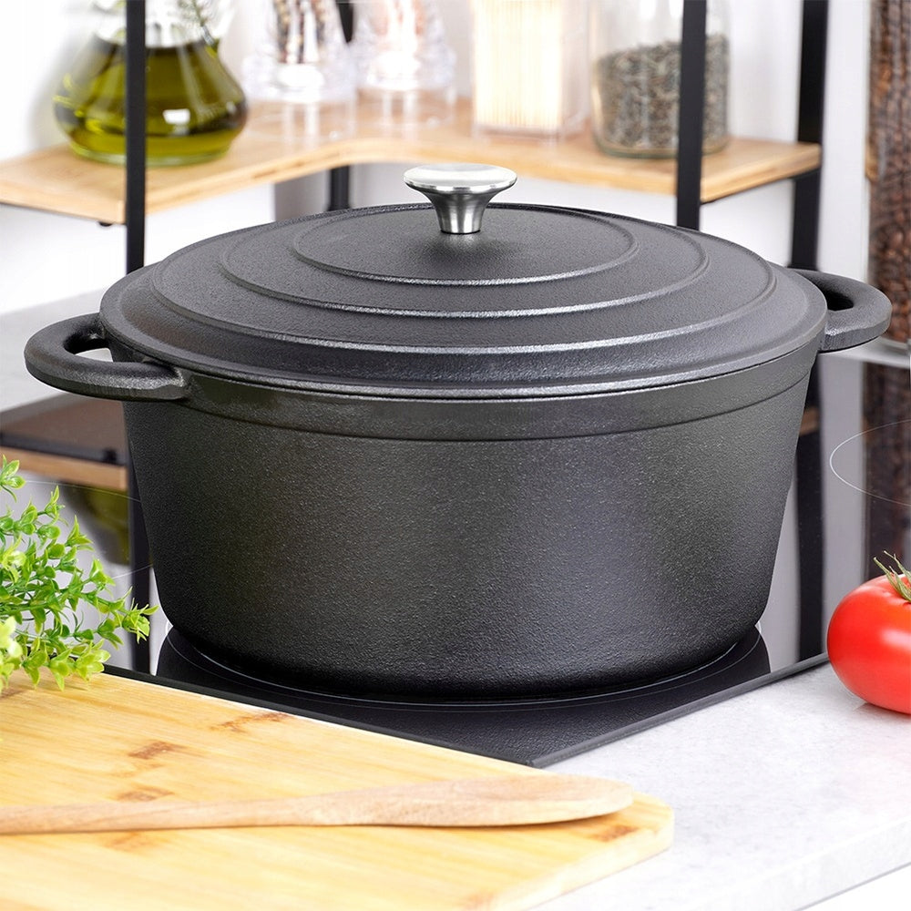 Ketaus puodas su dangčiu, troškintuvui gaminti maistą, kepti, troškinti 5,6L