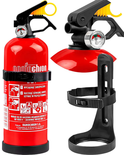Ogniochron GP1xABC 1 kg miltelinis automobilinis gesintuvas su manometru ir laikikliu