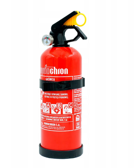 Ogniochron GP1xABC 1 kg miltelinis automobilinis gesintuvas su manometru ir laikikliu