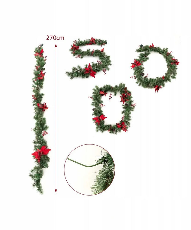 Kalėdinė girlianda su LED apšvietimu, 270 cm