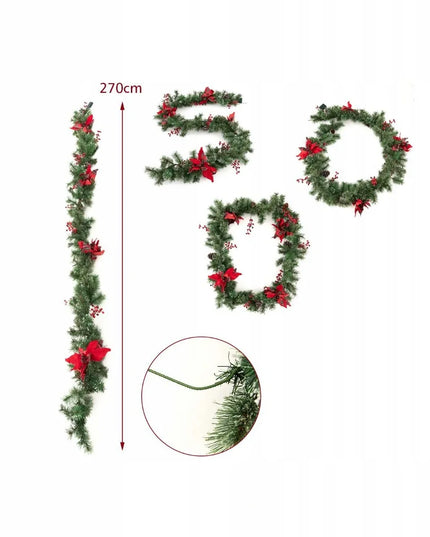 Kalėdinė girlianda su LED apšvietimu, 270 cm