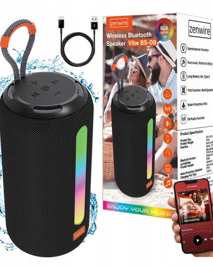 Nešiojamas „Bluetooth“ belaidis garsiakalbis su FM radiju, „Boombox“ tipo, MP3, 26W