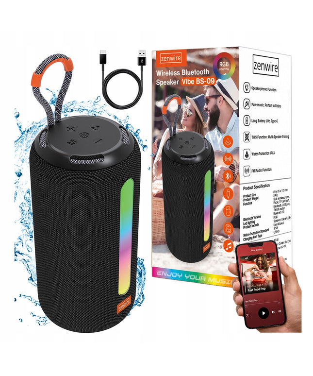 Nešiojamas „Bluetooth“ belaidis garsiakalbis su FM radiju, „Boombox“ tipo, MP3, 26W