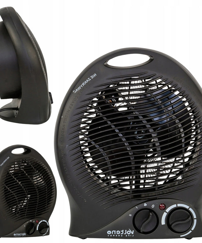 Elektrinis šildytuvas ventiliatorius su termostatu 2000 W, juodas