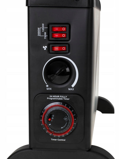 Elektrinis konvekcinis šildytuvas Mesko 7741, 2000 W, TURBO ventiliatorius, 24h laikmatis, juodas