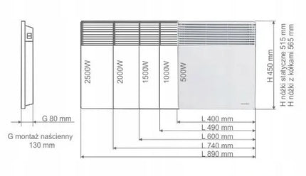 Elektrinis konvekcinis šildytuvas Warmtec EWX-2000W, baltas