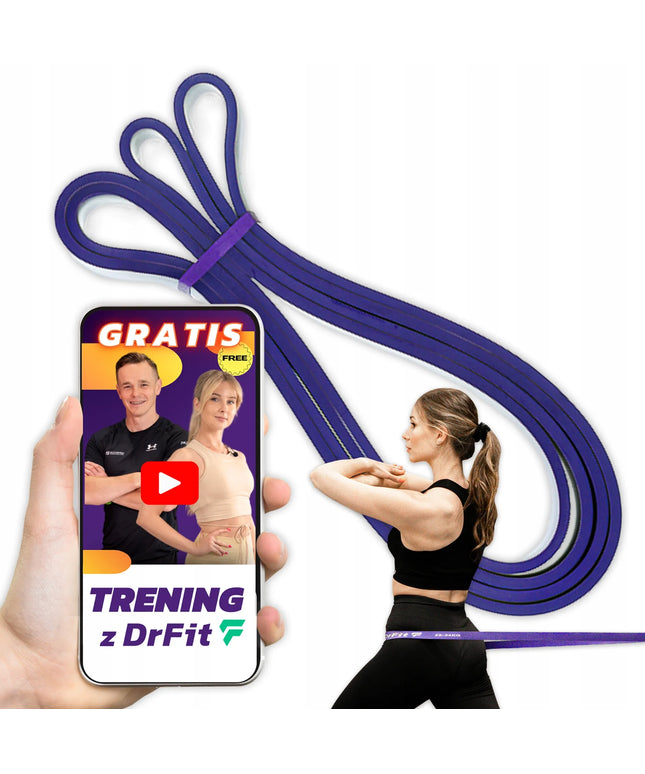 DrFit Power Band pasipriešinimo guma fitnesui ir pilatesui, pasipriešinimas 22 - 34 kg, patvari