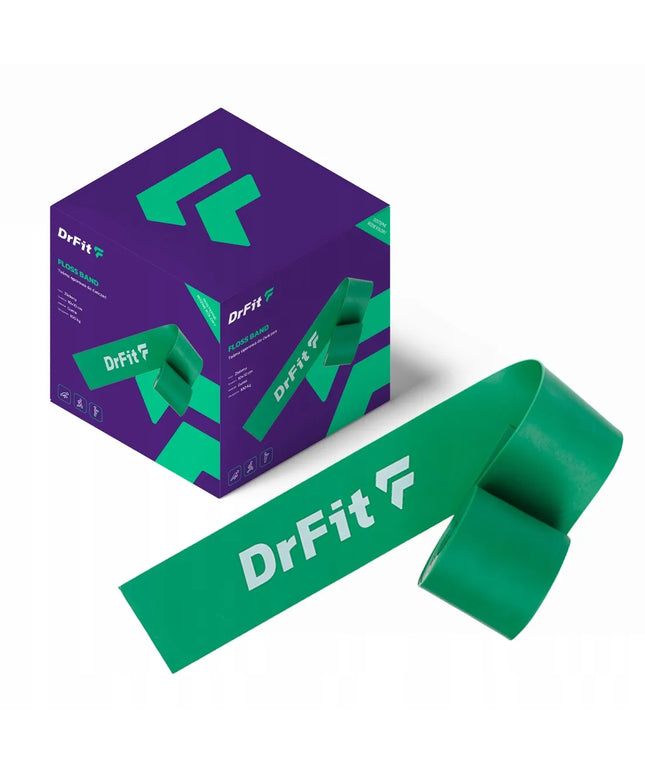 DrFit kompresinė reabilitacinė guminė juosta, ilga ir patvari, žalia