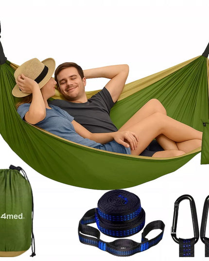 Dvivietis hamakas - sūpynės 300x200 CM, išlaikantis iki 300 kg, žalias