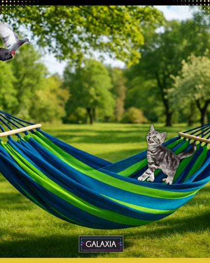 Dvivietis sodo hamakas XXL 260x150 su medine lazdele