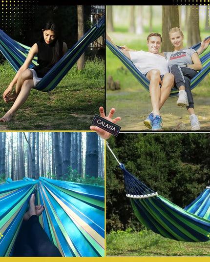 Dvivietis sodo hamakas XXL 260x150 su medine lazdele