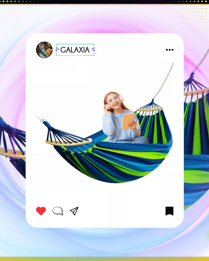 Dvivietis sodo hamakas XXL 260x150 su medine lazdele