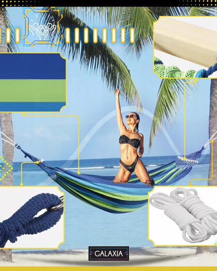 Dvivietis sodo hamakas XXL 260x150 su medine lazdele