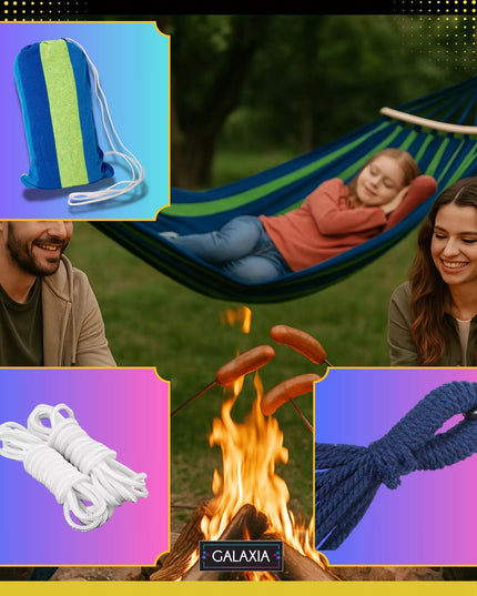 Dvivietis sodo hamakas XXL 260x150 su medine lazdele