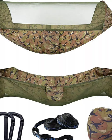 Pakabinamas hamakas-palapinė išgyvenimui su tinkleliu nuo uodų 260cm 750g iki 200kg