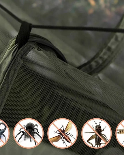 Turistinis hamakas su tinkleliu nuo uodų, sodo, kelioninis, išgyvenimo, didelis, kempingo