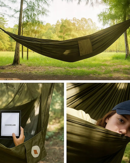 Turistinis hamakas su tinkleliu nuo uodų, sodo, kelioninis, išgyvenimo, didelis, kempingo