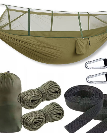Turistinis hamakas su tinkleliu nuo uodų, sodo, kelioninis, išgyvenimo, didelis, kempingo
