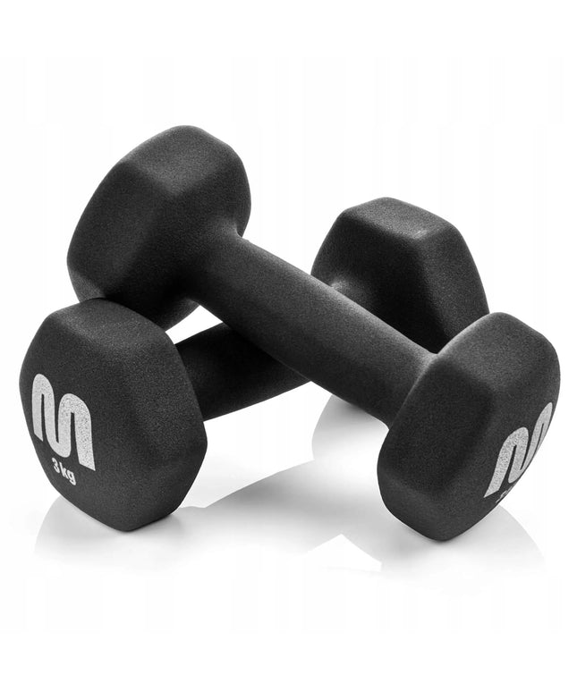 Meteor ketaus hanteliai 2x3 kg, svarmenų rinkinys fitnesui ir sporto salei