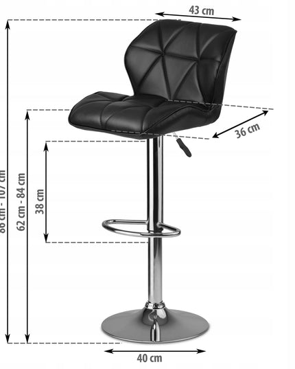 Baro kėdė su atlošu Castel Premium Sofotel, juoda, 107 cm