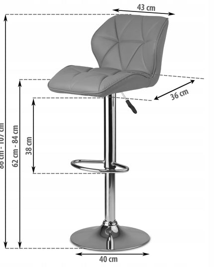 Baro kėdė su atlošu Sofotel Castel Premium, pilka, 107 cm