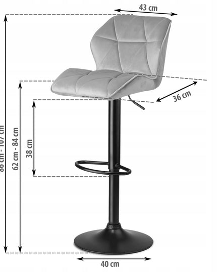 Baro kėdė Sofotel Castel Premium su atlošu, pilka, 107 cm