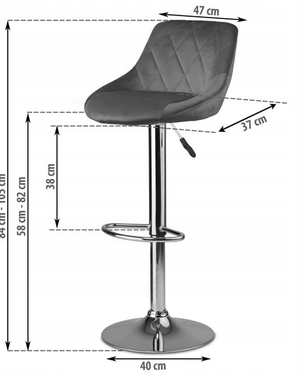 Baro kėdė Sofotel Nerra Premium, pilki atspalviai, 107 cm