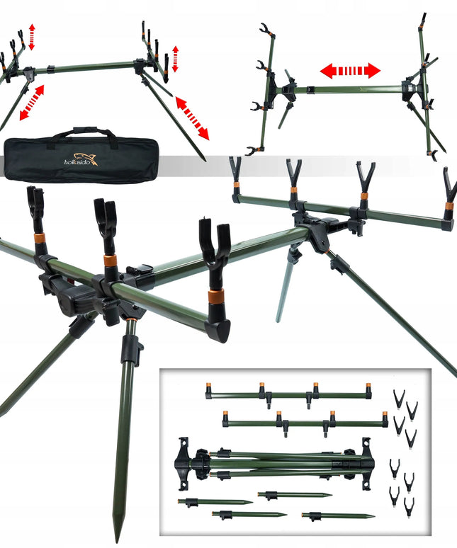 HOKKAIDO karpių žvejybos stovas „Rod Pod Tripod“ 4 meškerėms