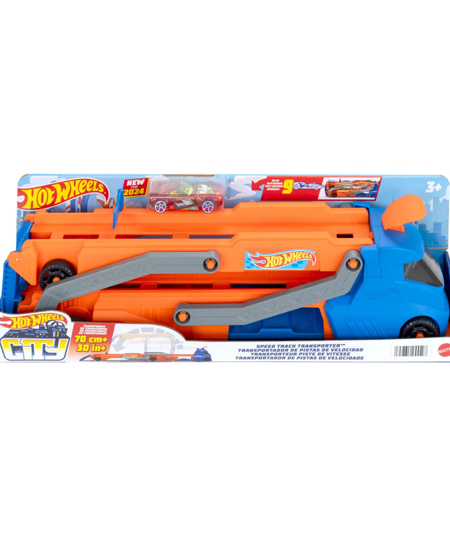 Hot Wheels City miesto transporteris lenktynių trasa su paleidimo mechanizmu + automobiliukas