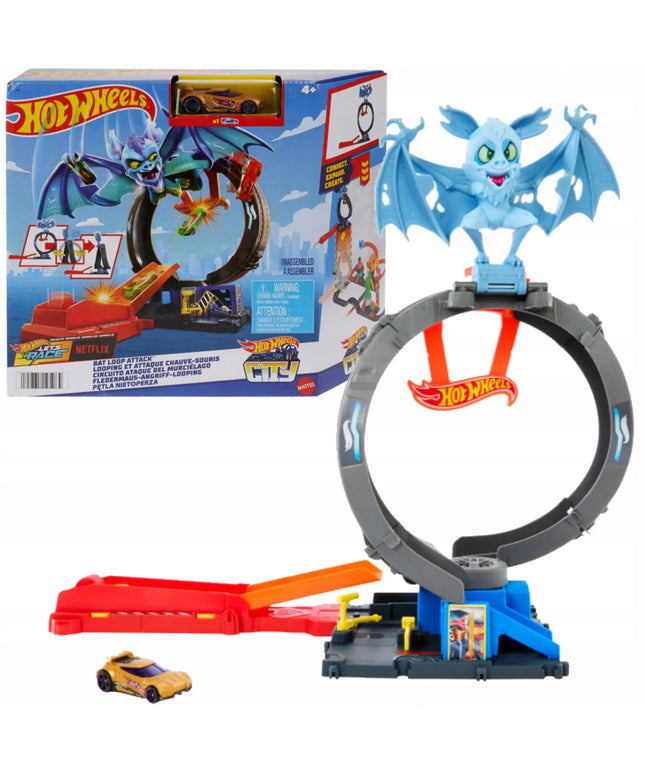 „Hot Wheels City Bat Loop Attack“ trasa su šikšnosparnio kilpa ir automobiliuku