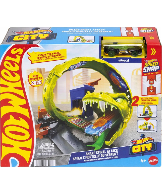 „Hot Wheels City“ gyvatės formos lenktynių trasa su automobiliuku, 4+