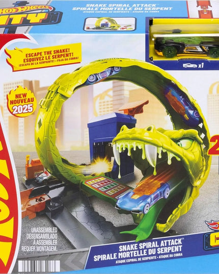 „Hot Wheels City“ gyvatės formos lenktynių trasa su automobiliuku, 4+